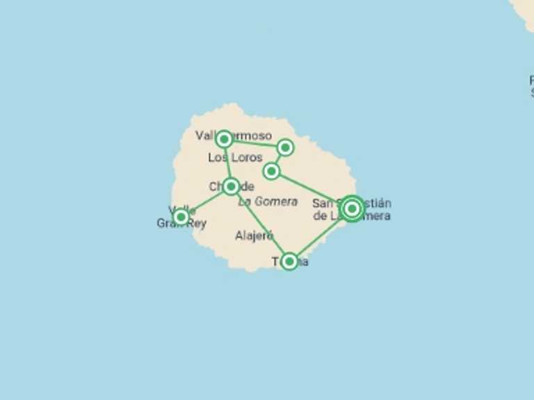 Map of Europe Tour with 8 destination visits for the trip: Exploring La Gomera - 11 Days