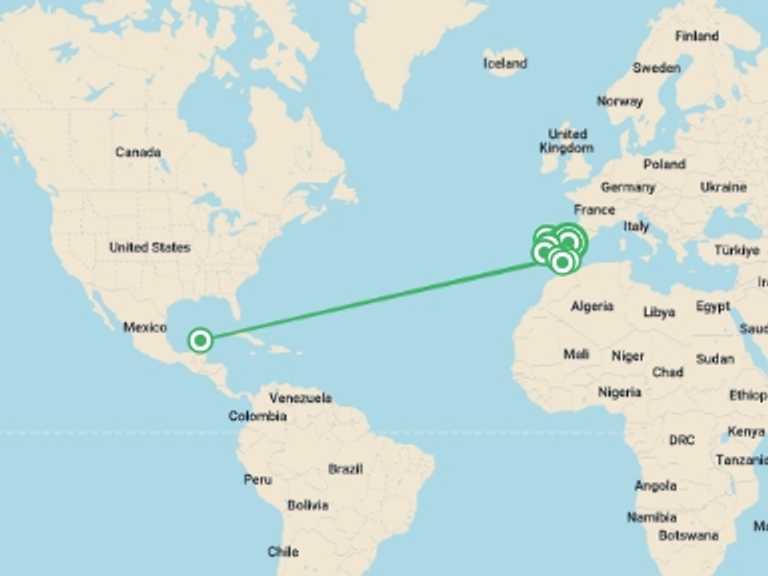 Map itinerary of Seville Tour in April 2026 with 8 destination visits for the trip: Spain And Portugal Highlights (small Group)