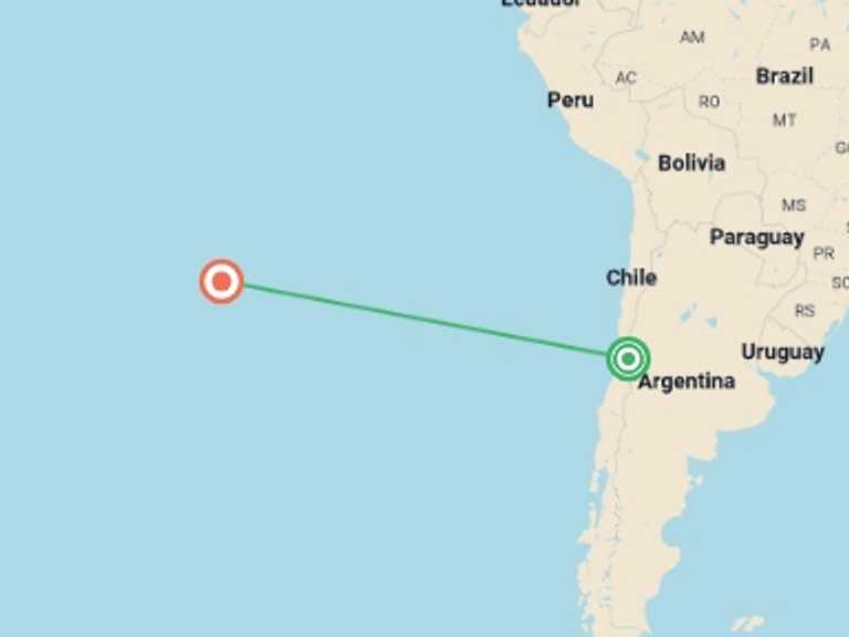 Map of Chile Tour with 4 destination visits for the trip: 7-Day Trip Santiago and Easter Island
