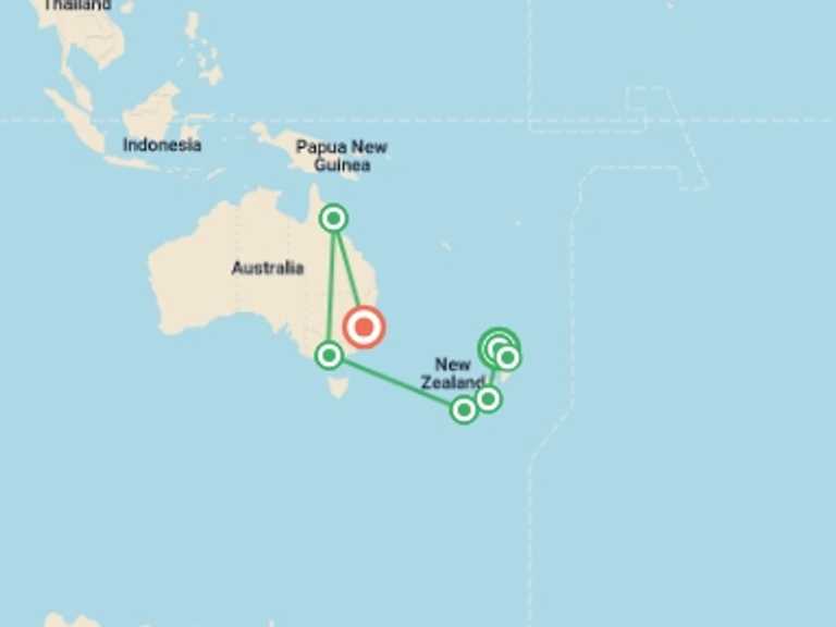Map of Sydney and NSW Tour with 8 destination visits for the trip: Highlights of New Zealand and Australia