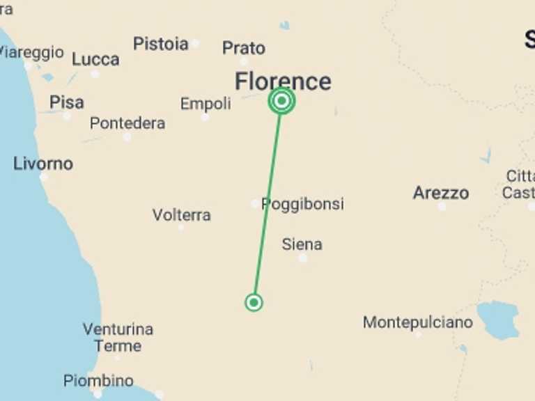 Map itinerary of Florence Tour in December 2026 with 1 destination visits for the trip: Discovering Florence