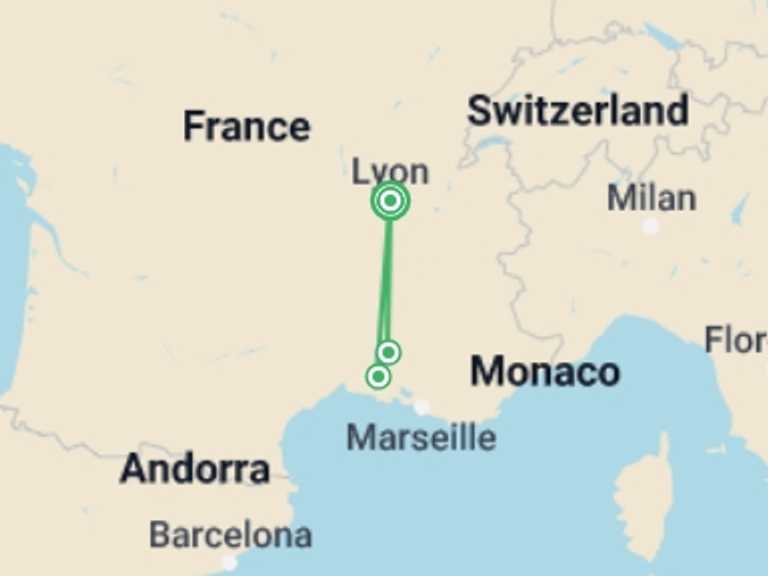 Map of Avignon Cruise Tour with 3 destination visits for the trip: A Christmas in Provence (port-to-port cruise)