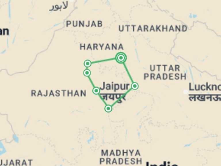 Map itinerary of Agra Tour in June 2027 with 7 destination visits for the trip: Northern India Family Holiday