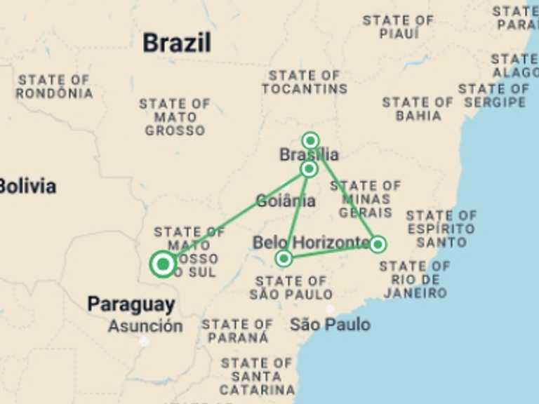 Map of a Eco Tour with 5 destination visits for the trip: Chapada dos Veadeiros Experience