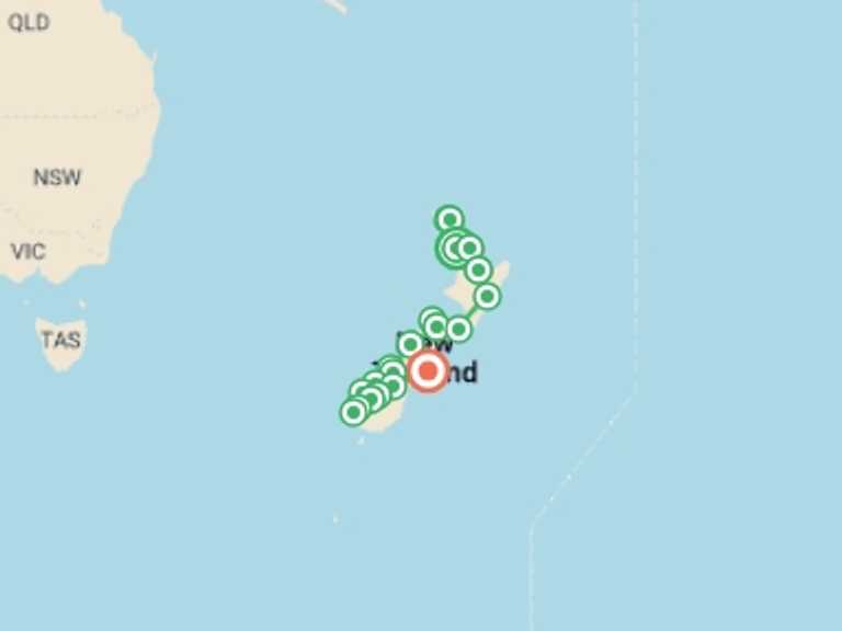 Map of Oceania Tour with 15 destination visits for the trip: New Zealand Expedition - 23 days