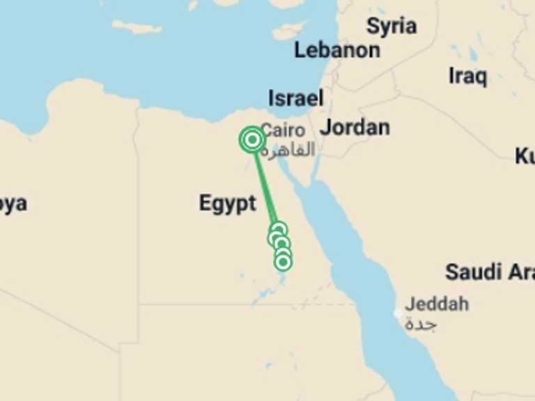 Map of 8-Day Luxor Tour with 3 destination visits for the trip: Egypt Highlights 8D/7N