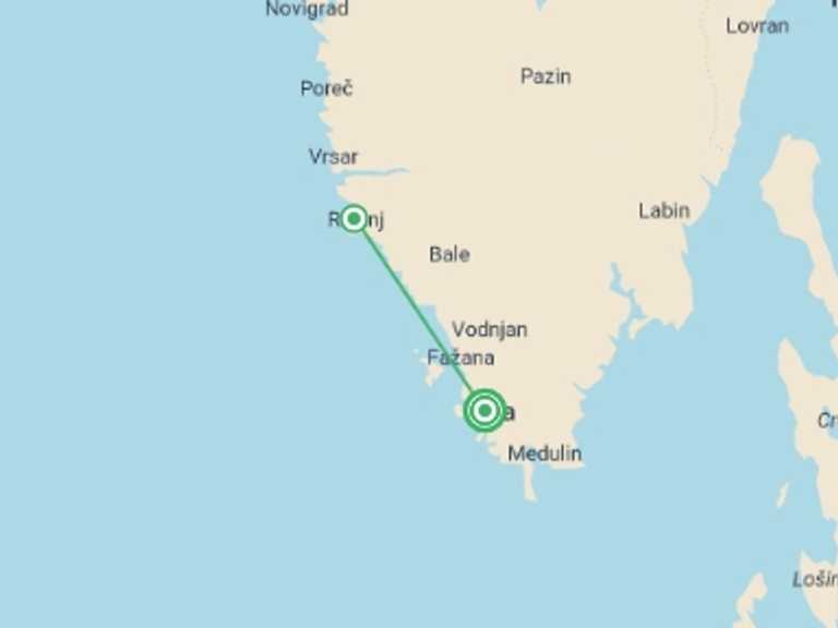 Map of Croatia Tour with 1 destination visits for the trip: Pula City Break, Private Tour
