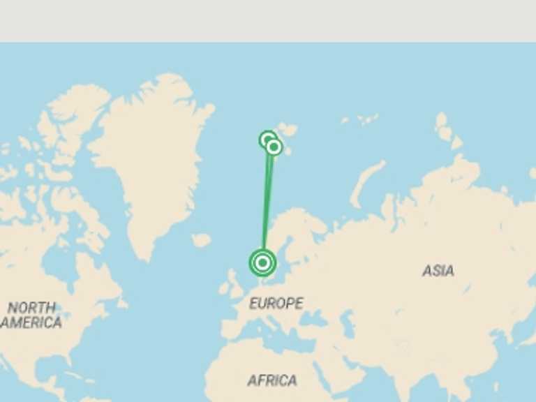 Map of Norway Tour with 3 destination visits for the trip: Svalbard In Depth - M/V Greg Mortimer