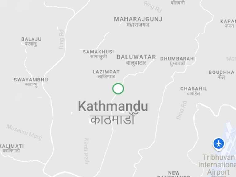 Map of Kathmandu Mountain flights Tour with 2 destination visits for the trip: Everest Helicopter Tour 