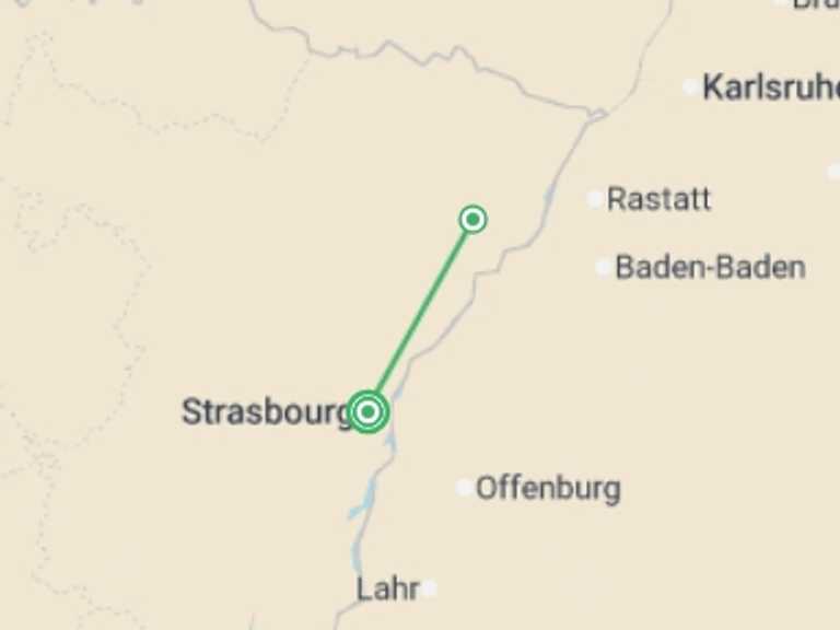 Map of France Tour with 1 destination visits for the trip: Christmas in Alsace and show at the Royal Palace (port-to-port)