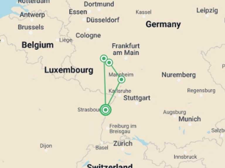 Map of 5-Day Strasbourg Tour with 3 destination visits for the trip: The Rhine in celebration (Port-Port)