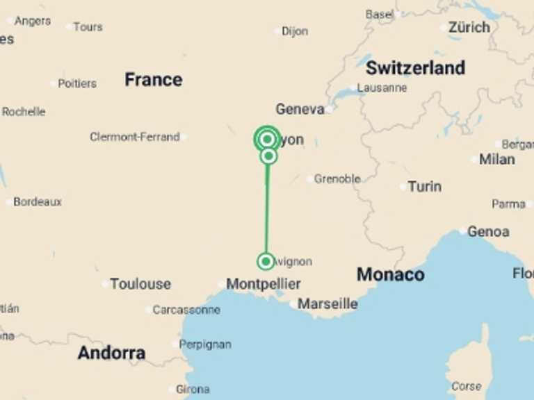 Map of Europe Tour with 3 destination visits for the trip: Provençal New Year's Eve in the Rhône Valley (port-to-port cruise)