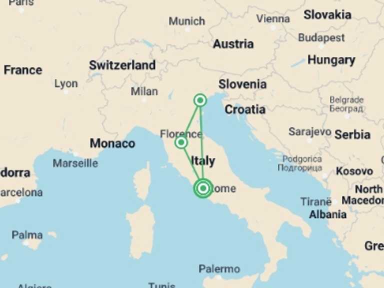Map of Rome Explorer Tour with 3 destination visits for the trip: A Taste of Italy: Jubilee Pilgrimage 2025