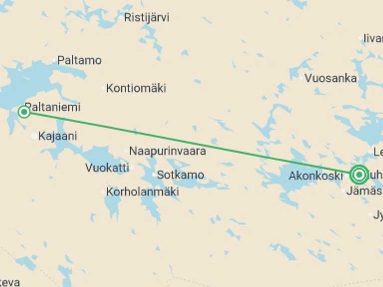 Map of Europe Tour with 2 destination visits for the trip: New Year's in Finland Express - 5 days