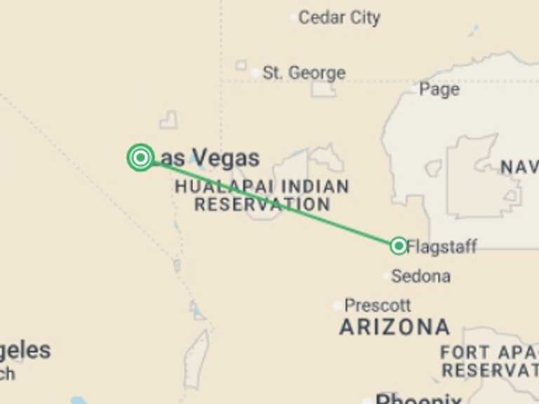 Map itinerary of USA Tour in January 2026 with 2 destination visits for the trip: Grand Canyon Excursion