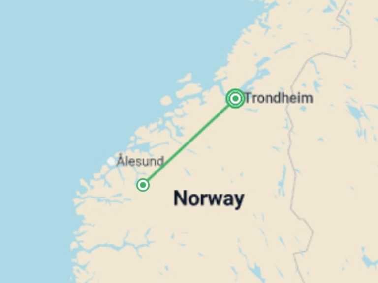 Map itinerary of Europe Tour in June 2026 with 2 destination visits for the trip: Signature Norway | Where Fjords Meet Sky