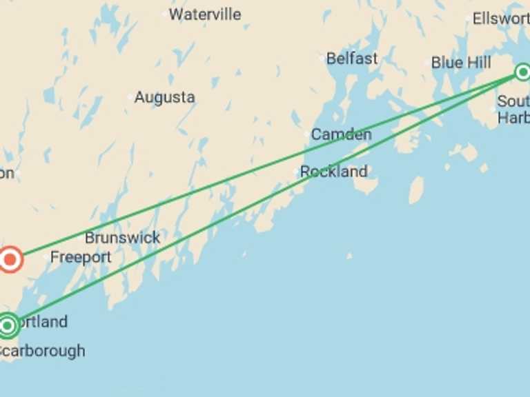 Map of a Beach Tour with 3 destination visits for the trip: Roaming Coastal Maine featuring Portland, Acadia & Penobscot Bay
