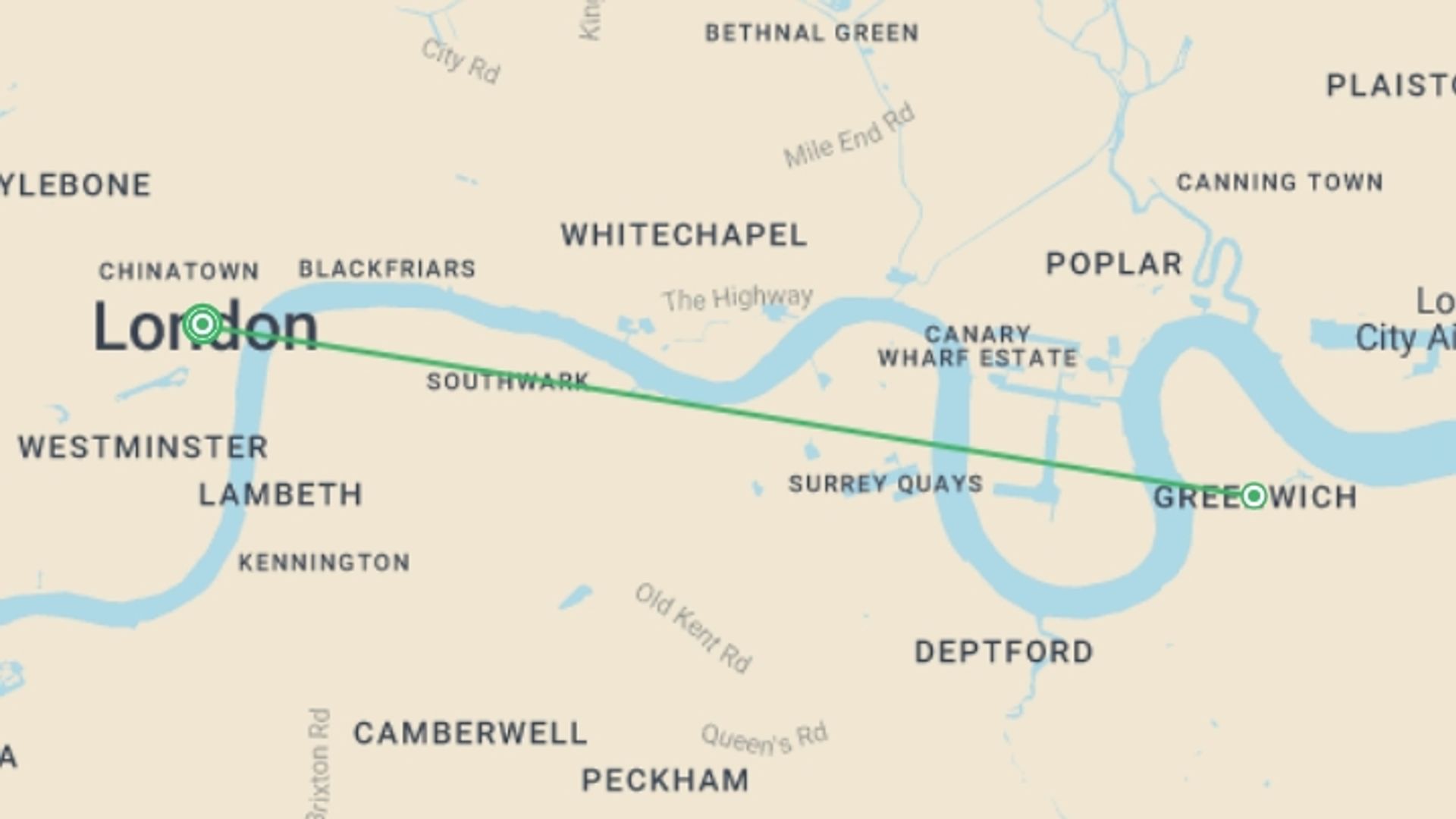 A map showing the tour itinerary for the trip: Spotlight on London , starting in London, England and ending in London, England going through 0 other destinations.