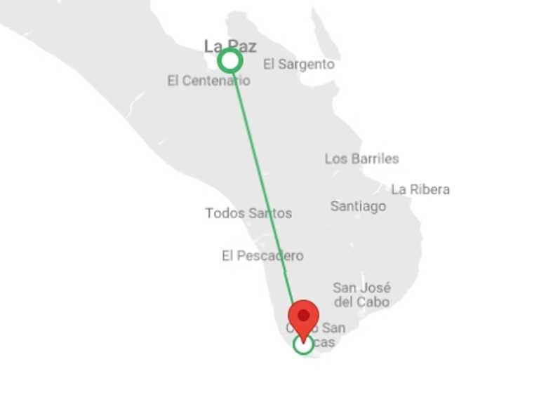 Map of Mexico Tour with 3 destination visits for the trip: Baja's Ocean Giants: From La Paz to Los Cabos Quest 7D/6N