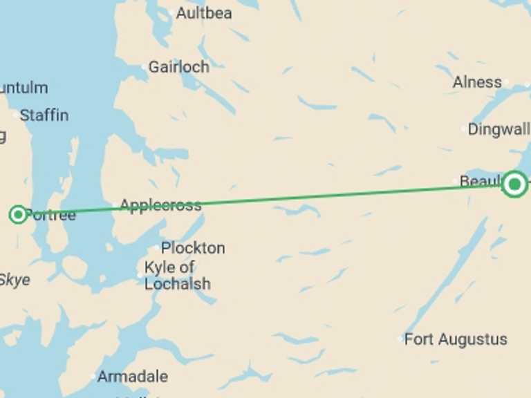 Map itinerary of Europe Tour in Fall with 2 destination visits for the trip: Isle of Skye Community & Outdoor Adventure
