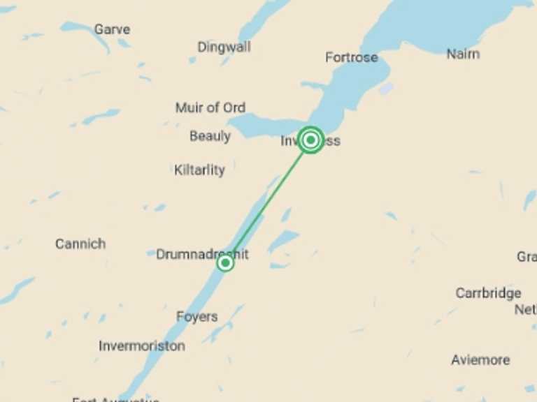 Map of Scotland Tour with 2 destination visits for the trip: Loch Ness, Whisky & Outlander Explorer