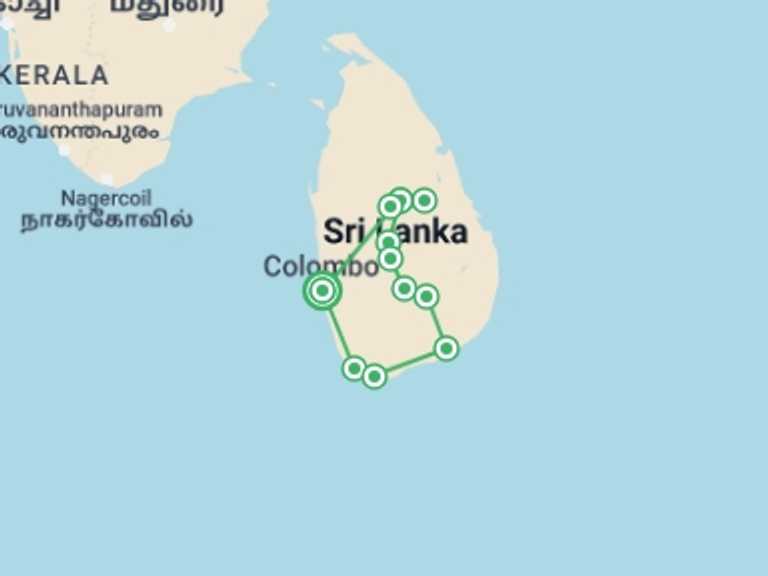 Map of Galle Tour with 6 destination visits for the trip: Pearl Of The Indian Ocean, Private Tour