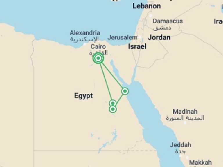 Map of 11-Day Luxor Tour with 3 destination visits for the trip: Egypt Uncovered - 11 days
