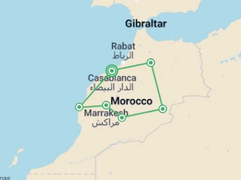 Map of Africa Tour with 6 destination visits for the trip: Treasures of Morocco, a Women-Only Tour