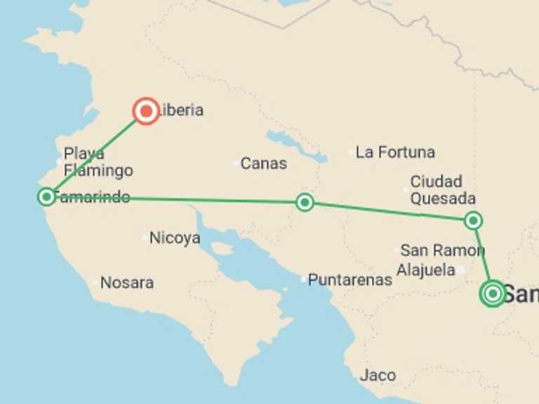 Map of a Waterfalls Tour with 8 destination visits for the trip: Exclusive Family Expedition in Paradise