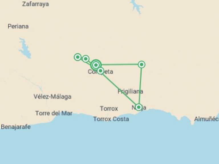 Map of Europe Tour with 6 destination visits for the trip: White Villages of Andalucia Walk