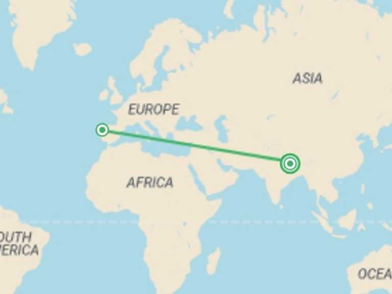 Map itinerary of Asia Tour in April 2027 with 13 destination visits for the trip: Annapurna to Chitwan: Walks & Wildlife