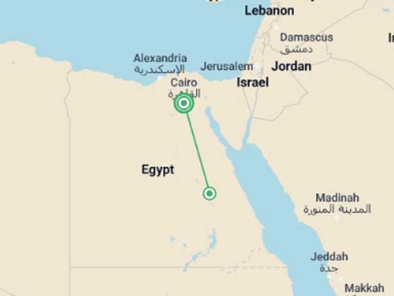Map itinerary of Africa Tour in Fall with 2 destination visits for the trip: Best of Egypt-5 days Egypt Adventures