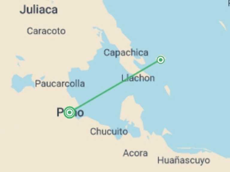 Map of Peru Getaways and short breaks Tour with 3 destination visits for the trip: Lake Titicaca & Luquina Homestay 2D/1N