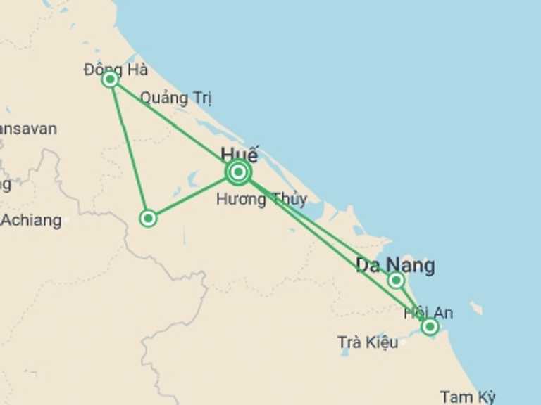 Map of Hoi An Sightseeing Tour with 4 destination visits for the trip: Unique Heritage Of Central Vietnam 7 Days 6 Nights