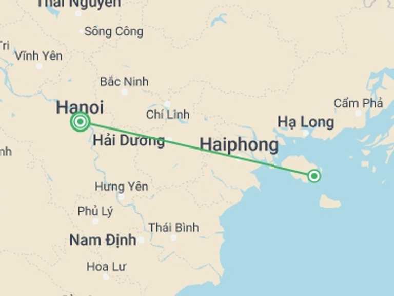 Map itinerary of Hanoi Tour in April 2027 with 3 destination visits for the trip: Discover Ha Long and Lan Ha Bays On Luxury Cruise