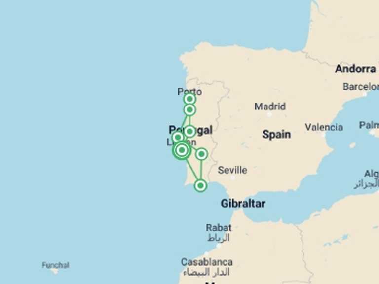 Map itinerary of Porto Tour in Spring with 4 destination visits for the trip: Portugal Highlights