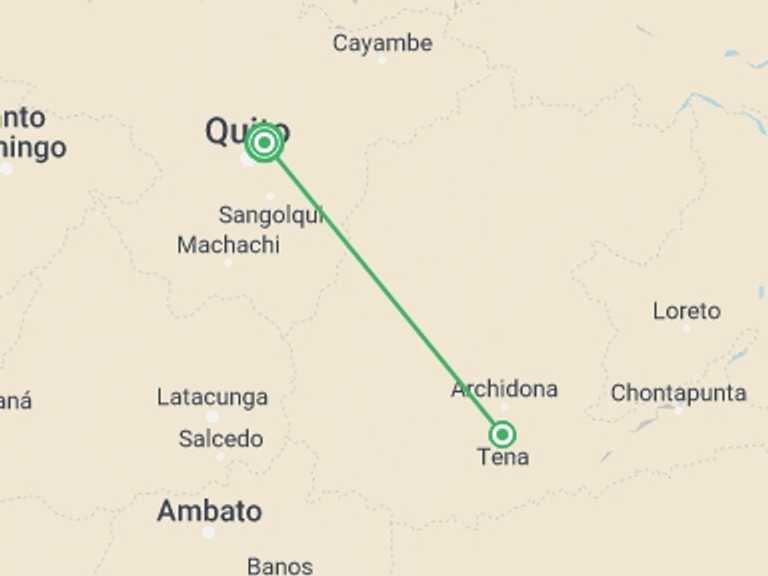 Map of a Wildlife Tour with 3 destination visits for the trip: Local Living Ecuador—Amazon Jungle