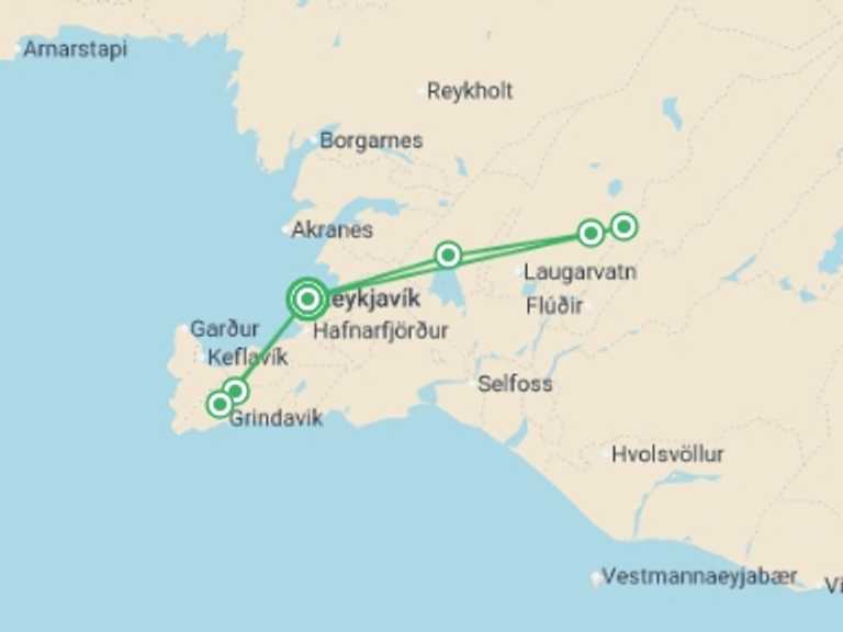 Map of Reykjavik Tour with 1 destination visits for the trip: Reykjavik Iceland & Solar Eclipse Budget - 5 days
