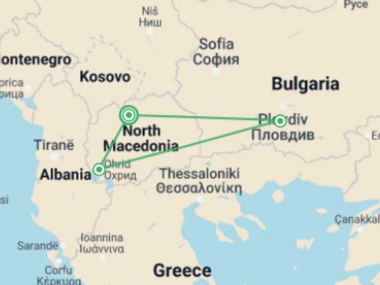 Map of Ohrid Tour with 5 destination visits for the trip: Around Macedonia in 3 days from Skopje