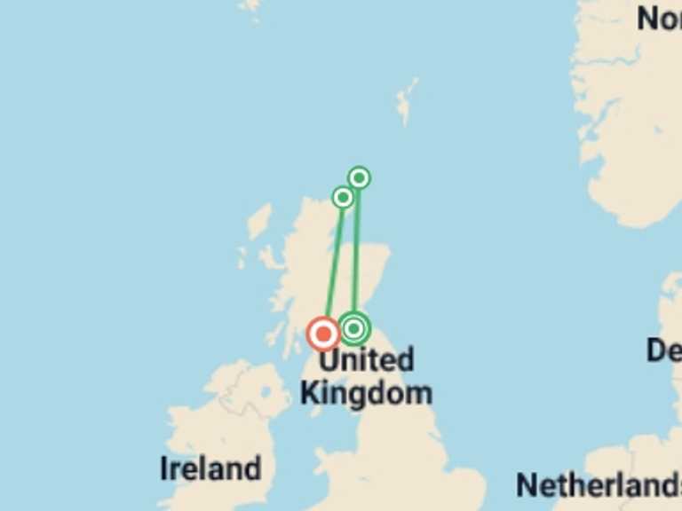 Map of 10-Day Edinburgh Tour with 5 destination visits for the trip: Expedition Through the Scottish Isles: Where Land Meets Legend