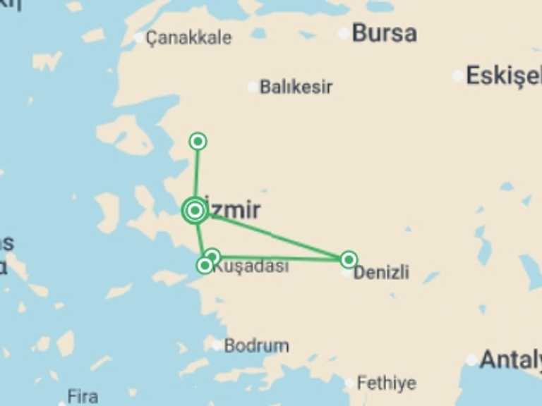 Map of Balkans Tour with 3 destination visits for the trip: Seven Churches Of Revelation