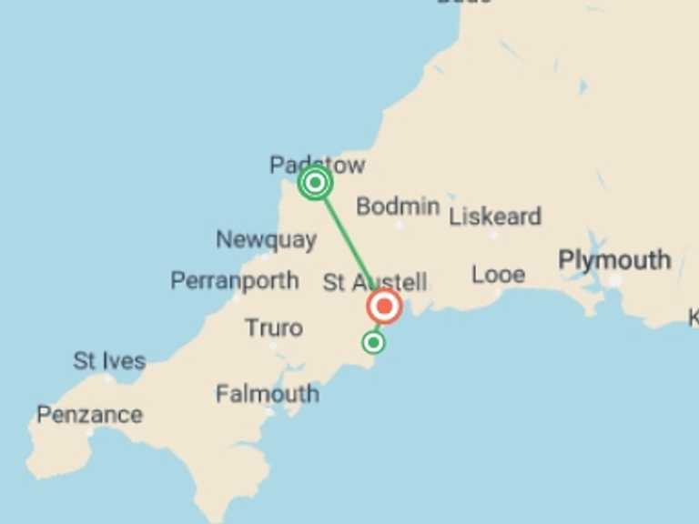 Map of a Wildlife Tour with 3 destination visits for the trip: Walking in Cornwall