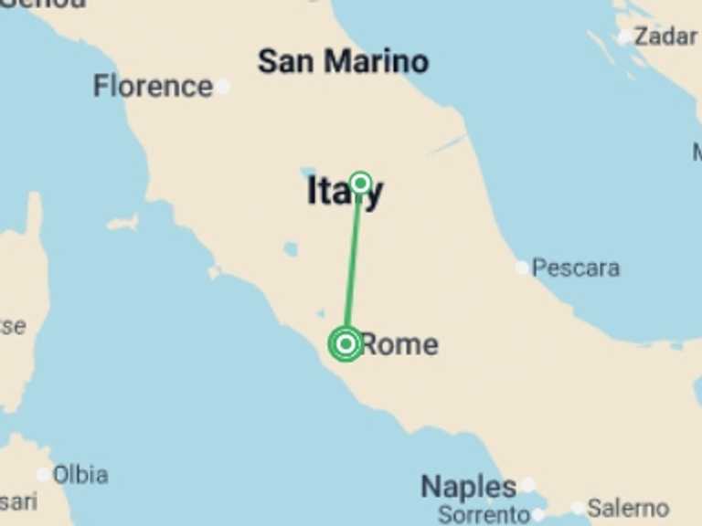 Map of Rome Explorer Tour with 1 destination visits for the trip: 2025 Jubilee: The Holy Year A Pilgrimage to Rome & Assisi
