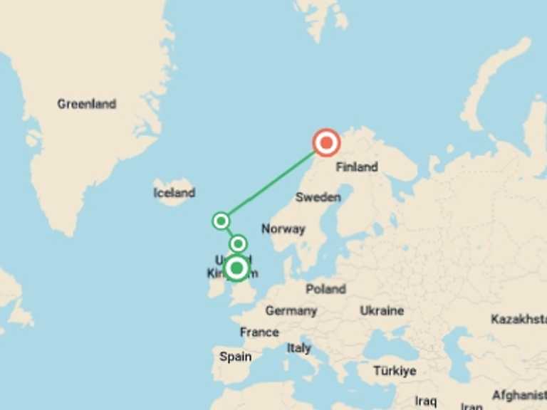 Map of a Marine wildlife Tour with 5 destination visits for the trip: In the Wake of the Vikings: Orkney, Shetland & the Faroe Islands