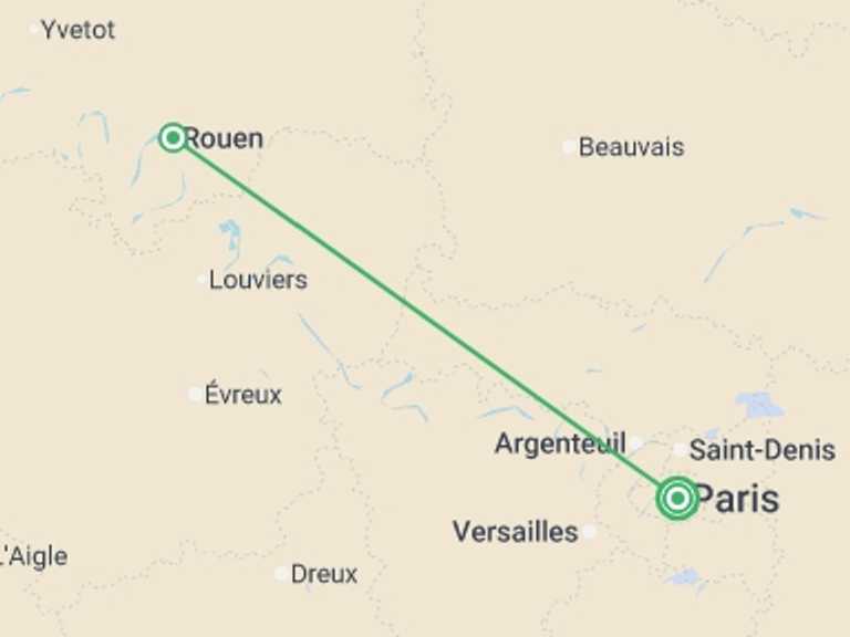 Map of France Tour with 2 destination visits for the trip: Parisian New Year on the Seine (port-to-port cruise)