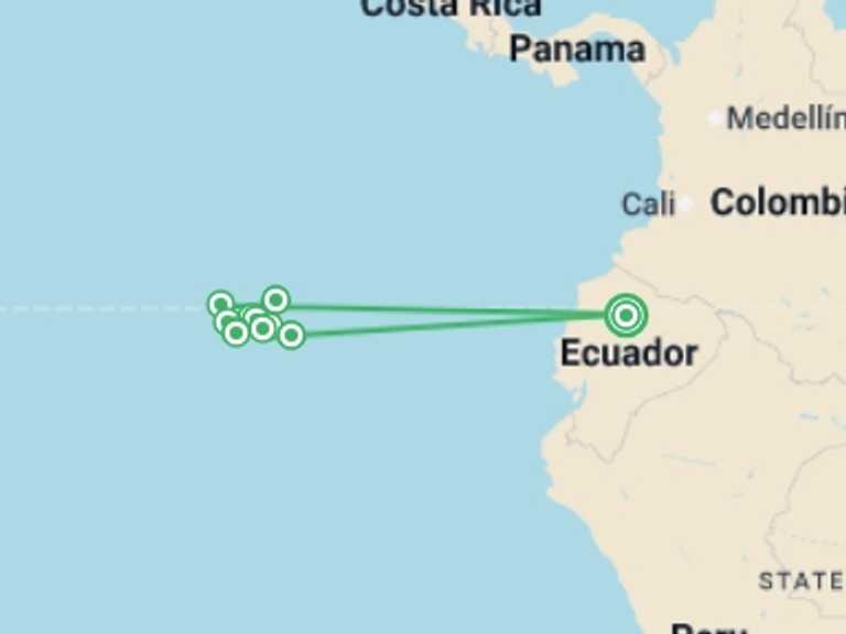 Map itinerary of Isla Santa Cruz Tour in Winter with 12 destination visits for the trip: Highlights of the Galapagos - 14 days
