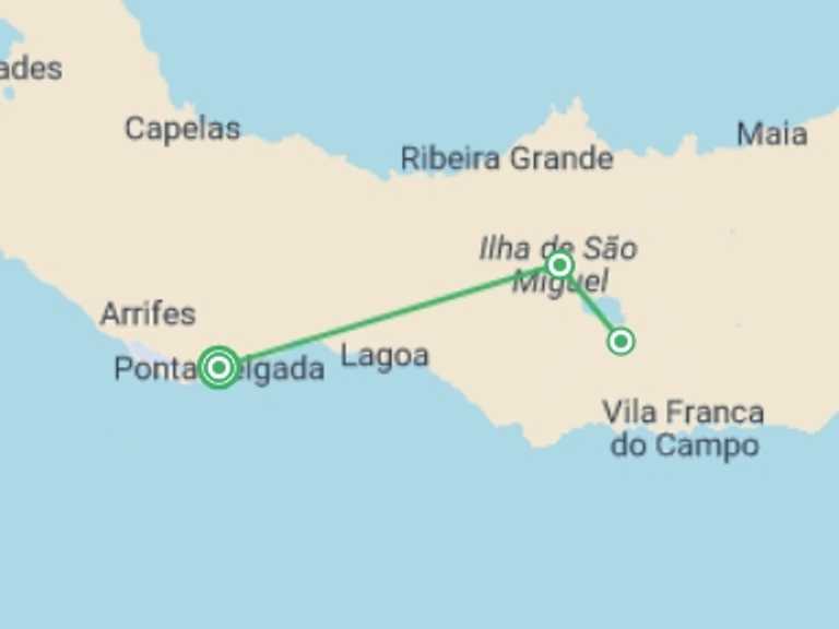 Map of Europe Tour with 4 destination visits for the trip: Discover the Azores