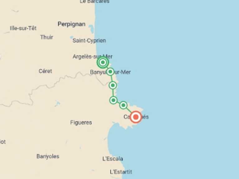 Map of Europe Tour with 7 destination visits for the trip: Hiking the Vermillion Coast