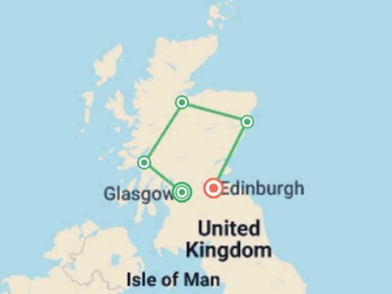 Map of Europe Tour with 5 destination visits for the trip: Essential Scotland