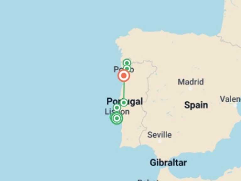Map of Lisbon Cultural, religious and historic sites Tour with 4 destination visits for the trip: Portugal Food Tours